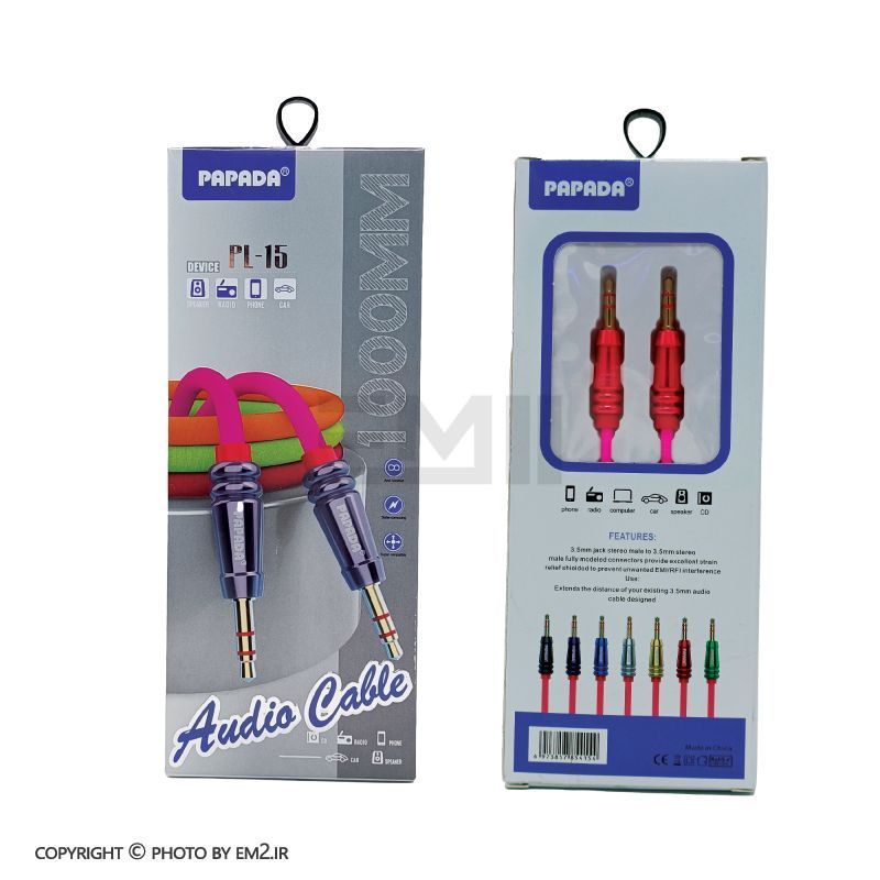 کابل AUX کنفی رنگی PAPADA مدل PL-15